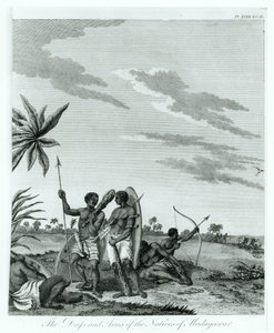 Obyvatelé Madagaskaru, ze svazku 2 Pamětí a cest hraběte Benyowského, vydané 1790 od French School