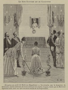Zasvěcení egyptské milenky v egyptském ritu (rytina) od French School