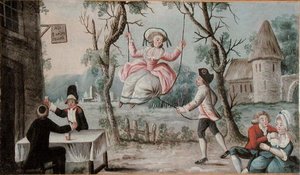 Nápis na hostinci malovaný pro krčmu zobrazující znovuspojené tři řády, kolem roku 1789 (olej na dřevě) od French School