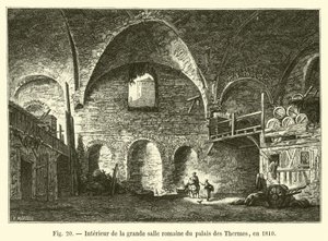 Interiér velkého římského sálu Palais des Thermes, v roce 1810 od French School