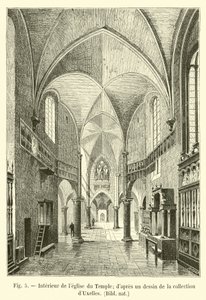Interiér chrámového kostela; z kresby ve sbírce dUxelles, Bibl nat