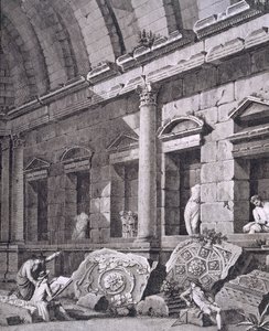 Interiér chrámu Diany, Nimes, z Antiquités de la France: svazek I, Monuments de Nimes