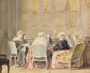 Interiér s dámskými hracími kartami, 1770 (wc na papíře)