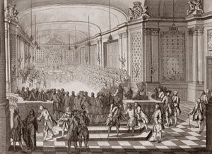 Vnitřní pohled na Jacobins Hall, v Nantes, během držení Spojených států Bretaň v roce 1764. od French School