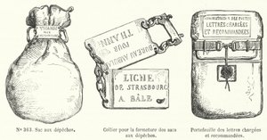 Předměty používané francouzskou poštou (rytina) od French School