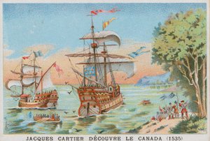 Jacques Cartier objevil Kanadu, 1535 od French School