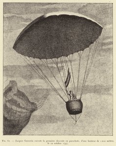 Jacques Garnerin popraví premiérový sestup na padáku, z výšky 1000 metrů, 22. října 1797 od French School