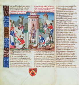 Žárlivost staví pevnost z římského de la Rose (kvaš na pergamenu) od French School