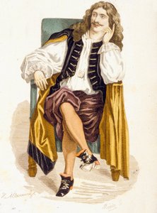 Jean Baptiste Poquelin, nebo „Moliere“ (barva lito) od French School