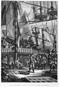Jean Bart zabije nizozemského kapitána Neptunu rukou – v „Dějinách Francie““ od Guizota od French School