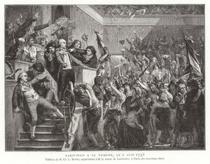 Jean Denis, comte Lanjuinais, na tribuně Konventu, Francouzská revoluce, 2. června 1793 od French School