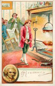 Jean Jacques Rousseau , švýcarský filozof (chromolitho) od French School