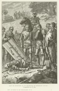 Jean de Montfort objevil tělo Karla z Blois po bitvě u Auray, 1364 od French School