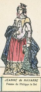 Johanka z Navarry, manželka Filipa Sličného (barevná rytina) od French School