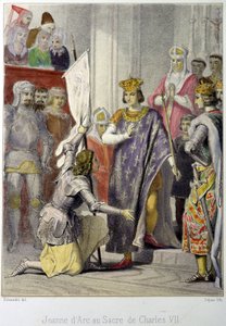 Johanka z Arku při korunovaci Karla VII. - litografie od French School
