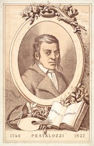 Johann Heinrich Pestalozzi , švýcarský filozof a vzdělávací reformátor (chromolitho) od French School