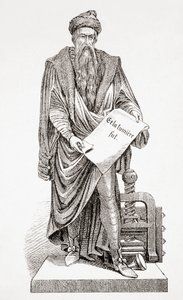 Johannes Gutenberg, ze starověké a moderní univerzální historie, vydáno ve Štrasburku kolem roku 1860 (rytina) od French School