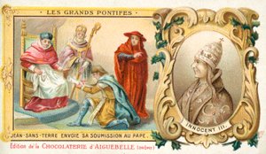 Jan, anglický král, posílá své podání papeži Inocenci III., 1213 od French School