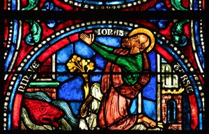 Jonas vstupuje do města Tarsus a Ninive (w37) (moderní panel) od French School