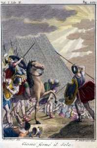 Joshua zastavuje rasu Slunce, rytina po francouzském vydání La Bible od De Sacy. Paříž od French School