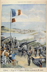 Cesta prezidenta republiky do Tuniska: do Bizerte, střelba na moři z baterie El-Ench za přítomnosti pana Loubeta - v „“Le Peute Parisien“““ z 3.5.1903 od French School