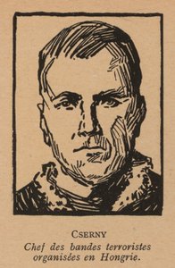 Jozsef Cserny, maďarský komunistický revolucionář a vůdce Leninových chlapců, kteří v roce 1919 v Maďarské sovětské republice prosadili rudý teror (litografie) od French School