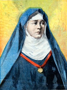 Julienne Duguesclin (1377-1404) benediktinská jeptiška, ilustrace „Le Petite Journal“ z 23. července 1894 (rytina) od French School