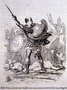 Julius Caesar shromažďuje své jednotky v boji proti Nervienům - v „Histoire de France“ od L.-P. Anquetil od French School