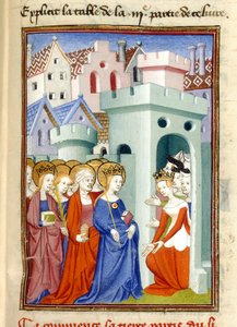 Spravedlnost, Panna a svatí, MS Harley 4431, f.361r, Francie, cca 1410-14 (barva na pergamenu) od French School
