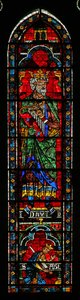 Král David s harfou; King Saul se zabije dole (w121) od French School