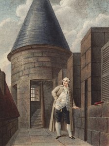 Francouzský král Ludvík XVI. na střeše chrámové věže v Paříži od French School