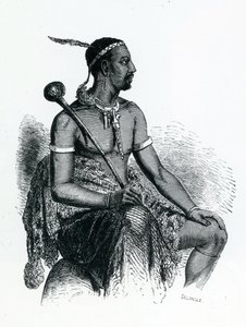 King Moshoeshoe I (asi 1786-1870) 1833 (rytina) od French School
