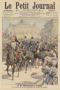 Kambodžský král Sisowath na návštěvě Paříže (barevná litografie) od French School