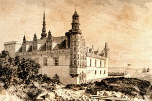 Zámek Kronborg, Hillerod, Dánsko, 50. léta 19. století, z `La Tour du Monde, vydáno Paříž, 60. léta 19. století od French School