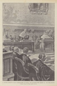 Dreyfusova aféra V pařížské kasaci čte Ballot-Beaupre svou zprávu (litho) od French School
