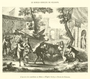 Příjezd komiků do Le Mans (rytina) od French School