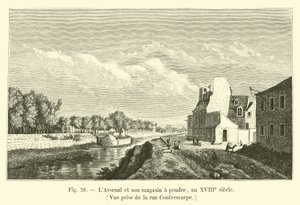 Arsenal a jeho prachárna, v 18. století, Pohled převzat z rue Contrescarpe od French School