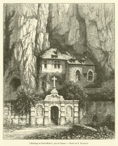 Ermitáž Saint-Hubert, poblíž Namuru (rytina) od French School