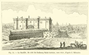 Bastille, na straně Faubourg Saint-Antoine, kolem roku 1650, po I Silvestre od French School