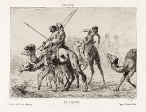 La Caravane, od l"Artiste, hospoda. Konec 19. století (litografie) od French School