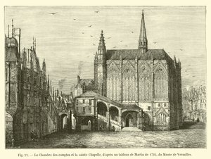 Účtovací komora a Saint Chapelle, podle obrazu Martina z roku 1705, z Musee de Versailles od French School