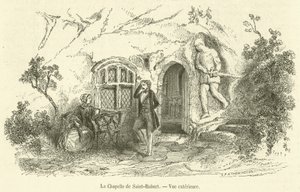 Kaple Saint-Robert, vnější pohled (rytina) od French School