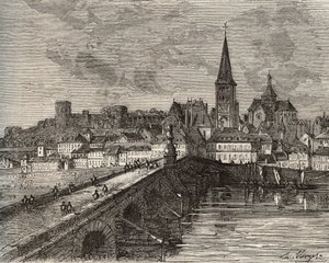 La Charite sur Loire - La Charite-sur-Loire - Nievre, v oblasti Burgundska - rytina v „France illustree: geografie, historie, statistická správa“ od V.-A. Sladově hnědá. 1884 od French School