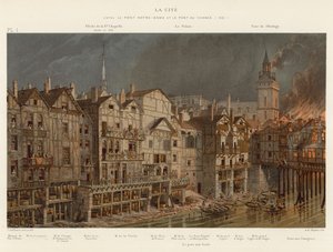 La Cite, mezi Pont Notre-Dame a Pont au Change, 1621 od French School