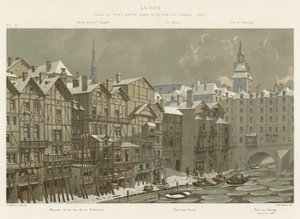 La Cite, mezi Pont Notre-Dame a Pont au Change, 1650 od French School