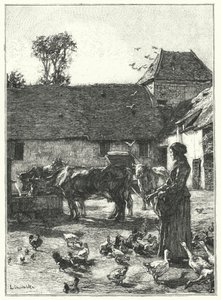 Farmyard (rytina) od French School