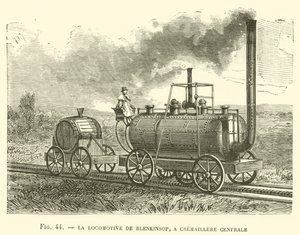 Lokomotiva Blenkinsop, v Cremaillere Centrale (rytina) od French School