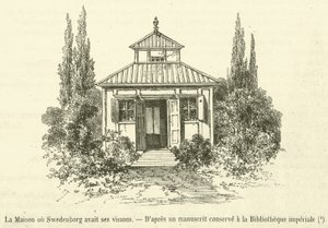 Dům, kde měl Swedenborg své vize (rytina) od French School