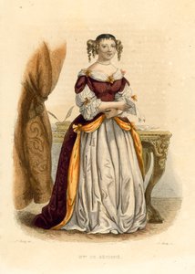 La Marquise de Sevigne (barevná rytina) od French School