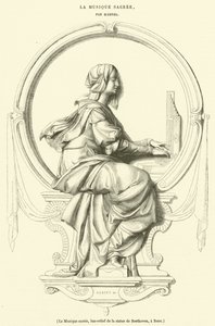 Posvátná hudba, basreliéf sochy Beethovena, v Bonnu (rytina) od French School